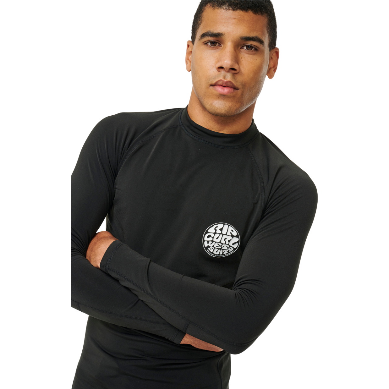 2025 Rip Curl Mens Icons UPF Brushed Long Sleeve Rash Vest 153MRV - Black